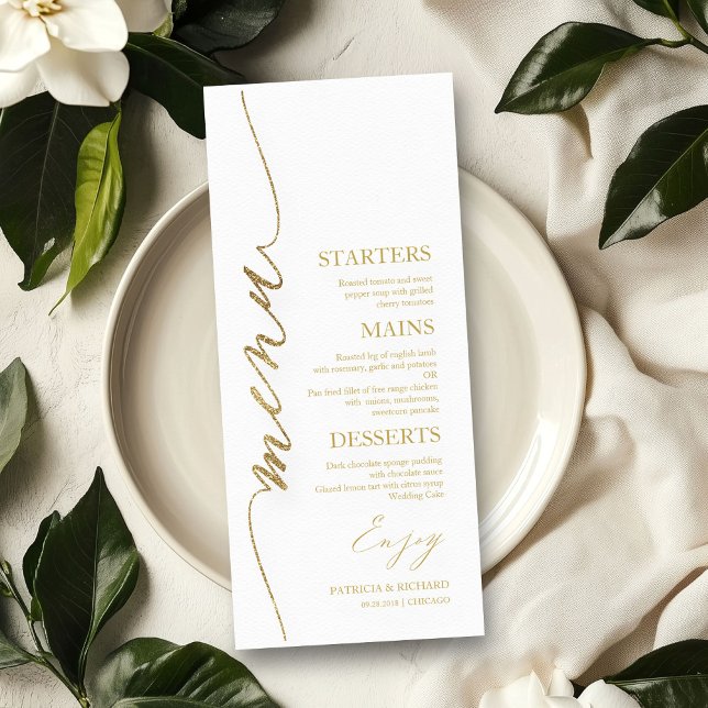 Tarjeta de menú de boda con letra elegante 4x9 par (Subido por el creador)