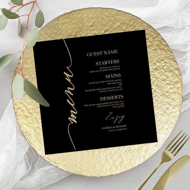 Tarjeta de menú de boda con letra elegante para pl (Subido por el creador)