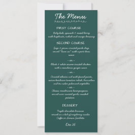 Tarjeta de menú de boda con letra manuscrita elega