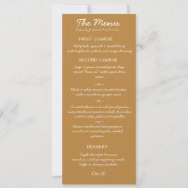 Tarjeta de menú de boda con letra manuscrita elega