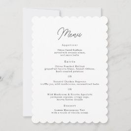 Tarjeta de menú de boda con letra script minimalis
