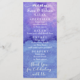 Tarjeta de menú de boda con mandala de acuarela pú