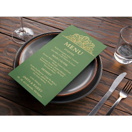 Tarjeta de menú de boda con mandala dorado