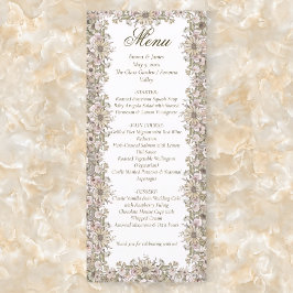 Tarjeta de Menú de Boda con Marco Botánico Vintage