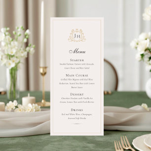 Tarjeta de menú de boda con monograma de Château f