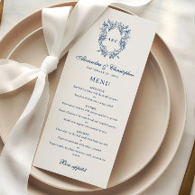 Tarjeta de menú de boda con monograma de estilo Re