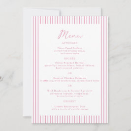 Tarjeta de menú de boda con monograma rosa peonía 