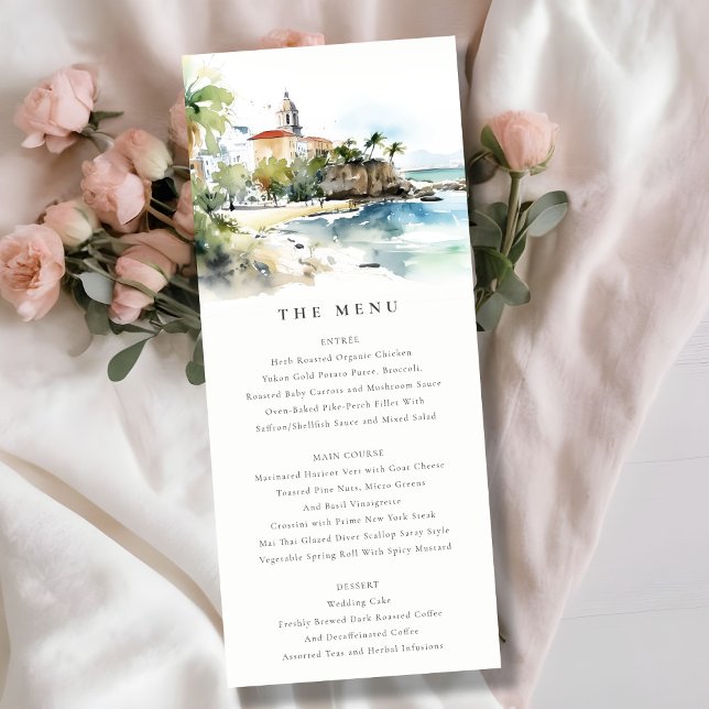 Tarjeta de menú de boda con paisaje de San Juan Pu (Subido por el creador)