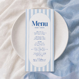 Tarjeta de menú de boda con rayas de cabana ondula