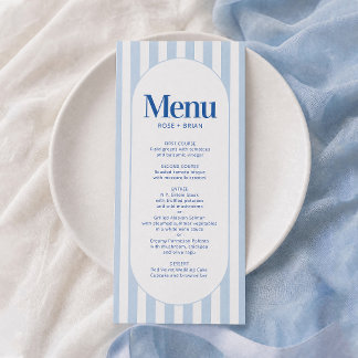 Tarjeta de menú de boda con rayas de cabana ondula