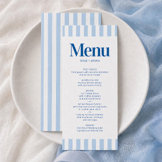 Tarjeta de menú de boda con rayas de cabana ondula