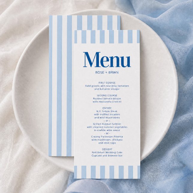Tarjeta de menú de boda con rayas de cabana ondula (Subido por el creador)