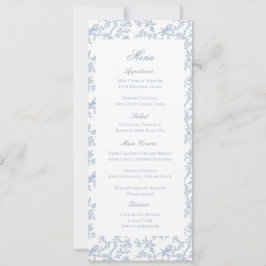 Tarjeta de menú de boda con toile de flores y pája
