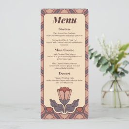 Tarjeta de menú de boda con vidrio emplomado flora