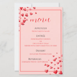 Tarjeta de menú de boda Corazones Rojos