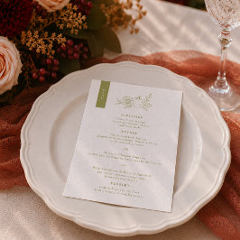 Tarjeta de menú de boda de calabaza verde oliva ot