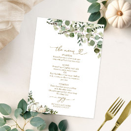 Tarjeta de menú de boda de calabaza verde otoño