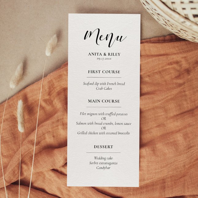 Tarjeta de menú de boda de diseño elegante (Subido por el creador)