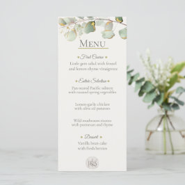 Tarjeta de menú de boda de Eucalipto Costero