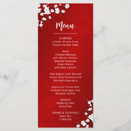 Tarjeta de menú de boda de flor de cerezo blanca