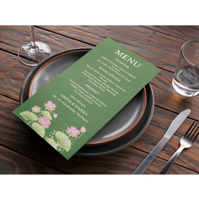 Tarjeta de menú de boda de flor de loto (Subido por el creador)