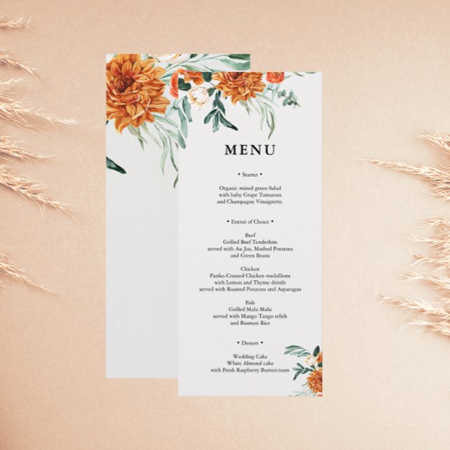 Tarjeta de menú de boda de hierba de Pampas Boho t (Subido por el creador)