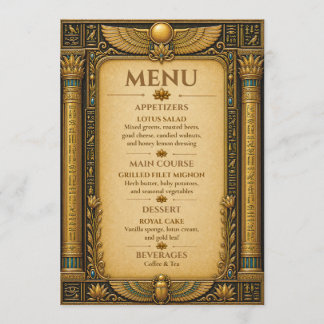 Tarjeta de menú de boda de lujo inspirada en el Mu