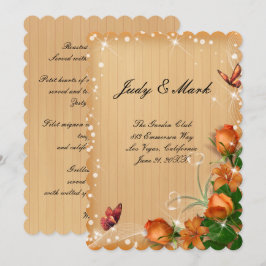 Tarjeta de menú de boda de mariposa floral de made
