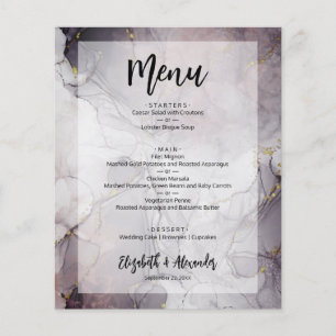 Tarjeta de menú de boda de mármol económico