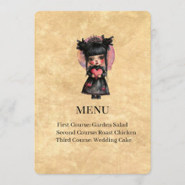 Tarjeta de menú de boda de muñeca gótica
