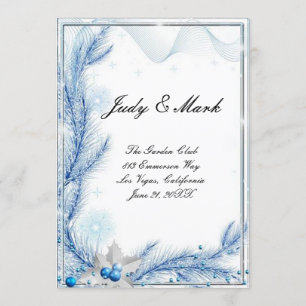 Tarjeta de menú de boda de Navidad de invierno de