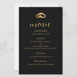 Tarjeta de menú de boda de oro negro