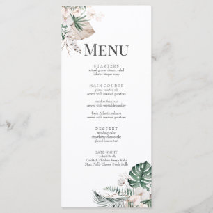 Tarjeta de menú de boda de Orquídea Tropical Boho