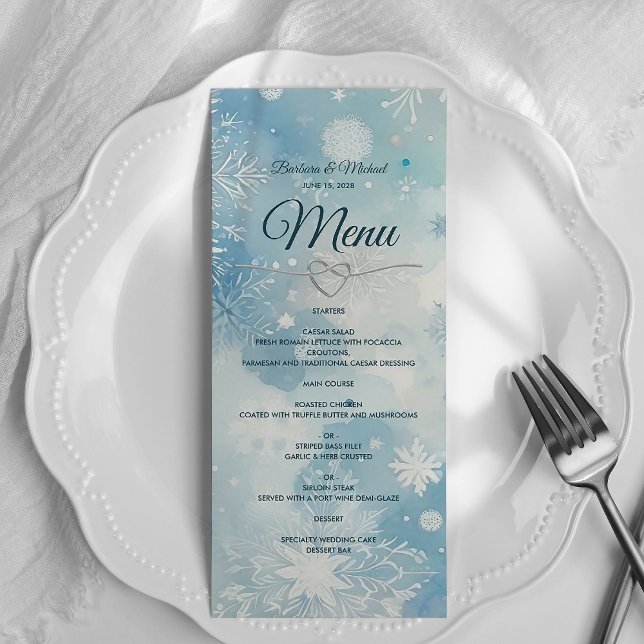 Tarjeta de Menú de Boda de Paisaje Invernal (Subido por el creador)