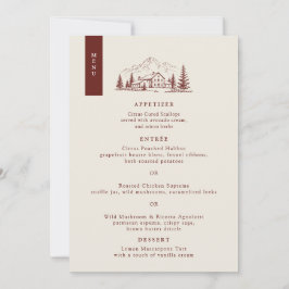 Tarjeta de menú de boda de pino de Borgoña
