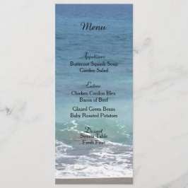 Tarjeta de menú de boda de playa y océano
