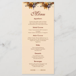 Tarjeta de menú de boda de romance clásico