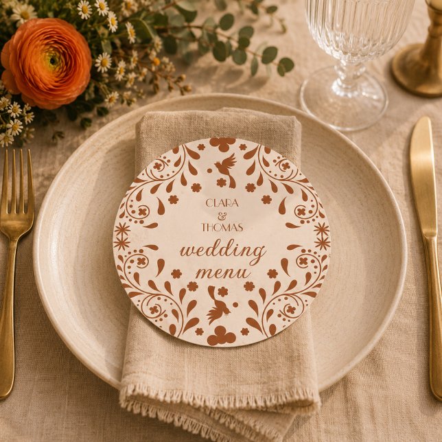Tarjeta de menú de boda de terracota beige mexican (Subido por el creador)