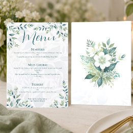 Tarjeta de menú de boda de verde salvia eucalipto