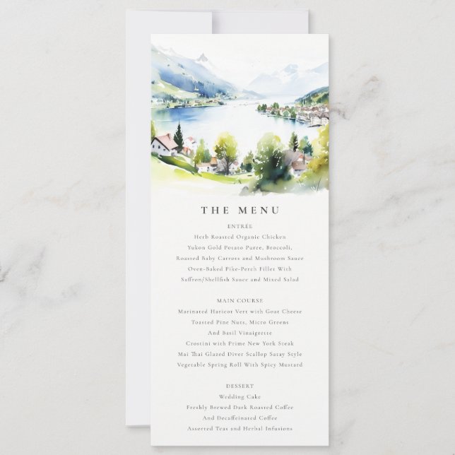 Tarjeta de menú de boda del paisaje de Lungern Sui (Anverso)