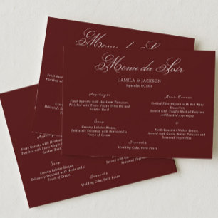 Tarjeta de menú de boda Dramatic Operea Borgoña