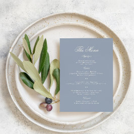 Tarjeta de menú de boda elegante algo azul
