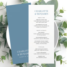 Tarjeta de menú de boda elegante Chic Minimalista 