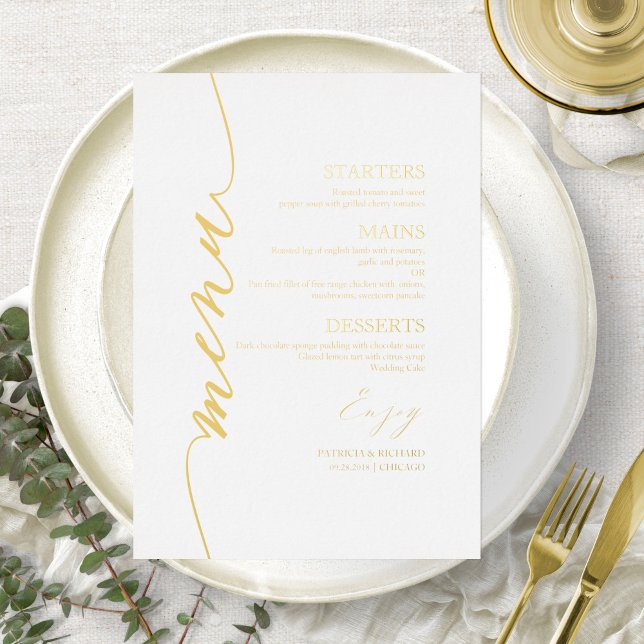Tarjeta de menú de boda elegante con caligrafía mo (Subido por el creador)