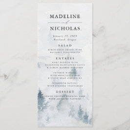 Tarjeta de menú de boda elegante de bosque inverna