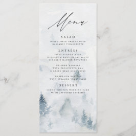 Tarjeta de menú de boda elegante de bosque inverna