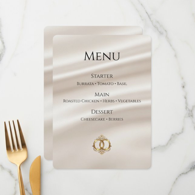 Tarjeta de menú de boda elegante | Moderno abstrac (Anverso/Reverso In Situ)