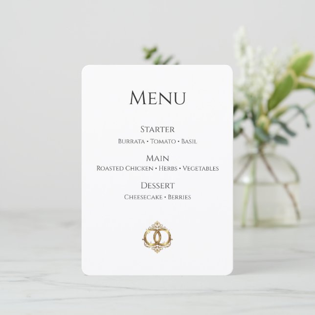 Tarjeta de menú de boda elegante | Moderno abstrac (Anverso de pie)