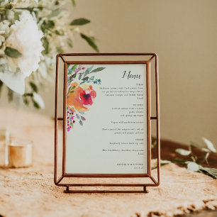 Tarjeta de menú de boda elegante moderno floral ac