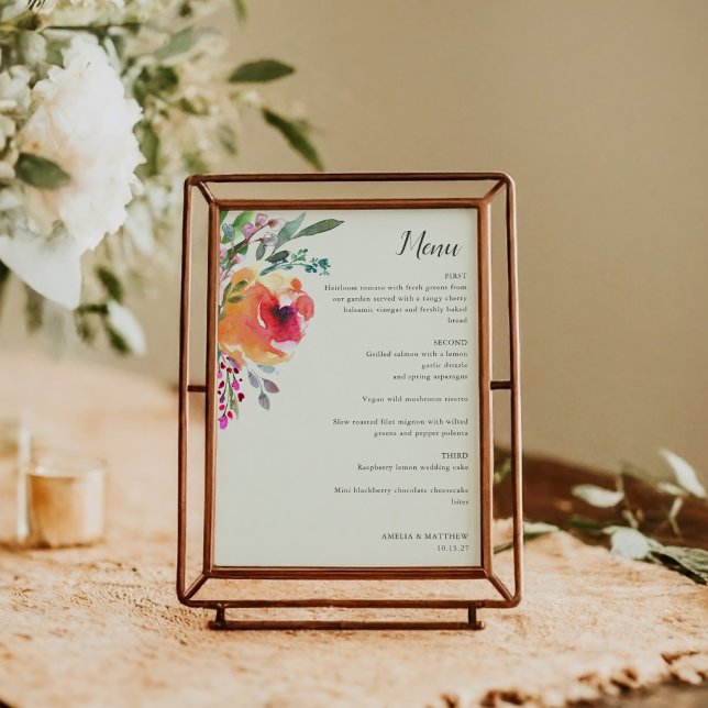 Tarjeta de menú de boda elegante moderno floral ac (Subido por el creador)